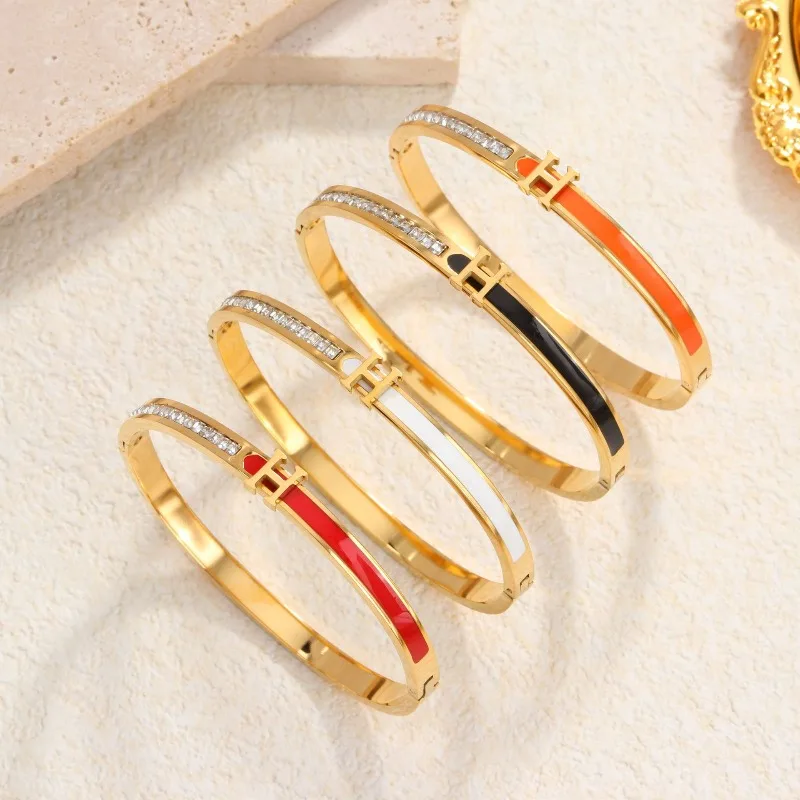 Gold Bracelets titanium Steel for Women Bangles with Love Friendship Theme Jewelry Gift for Her