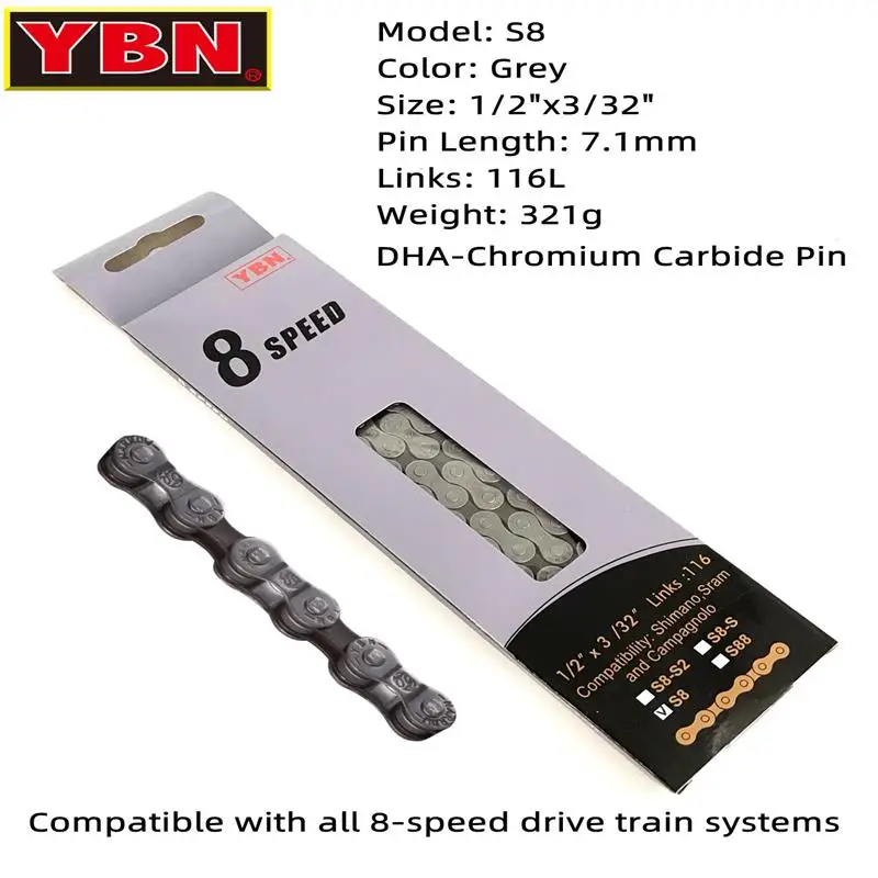 YBN 8-12 speed mountain road bicycle lightweight chain suitable for SHIMANOSRAM variable speed flywheel