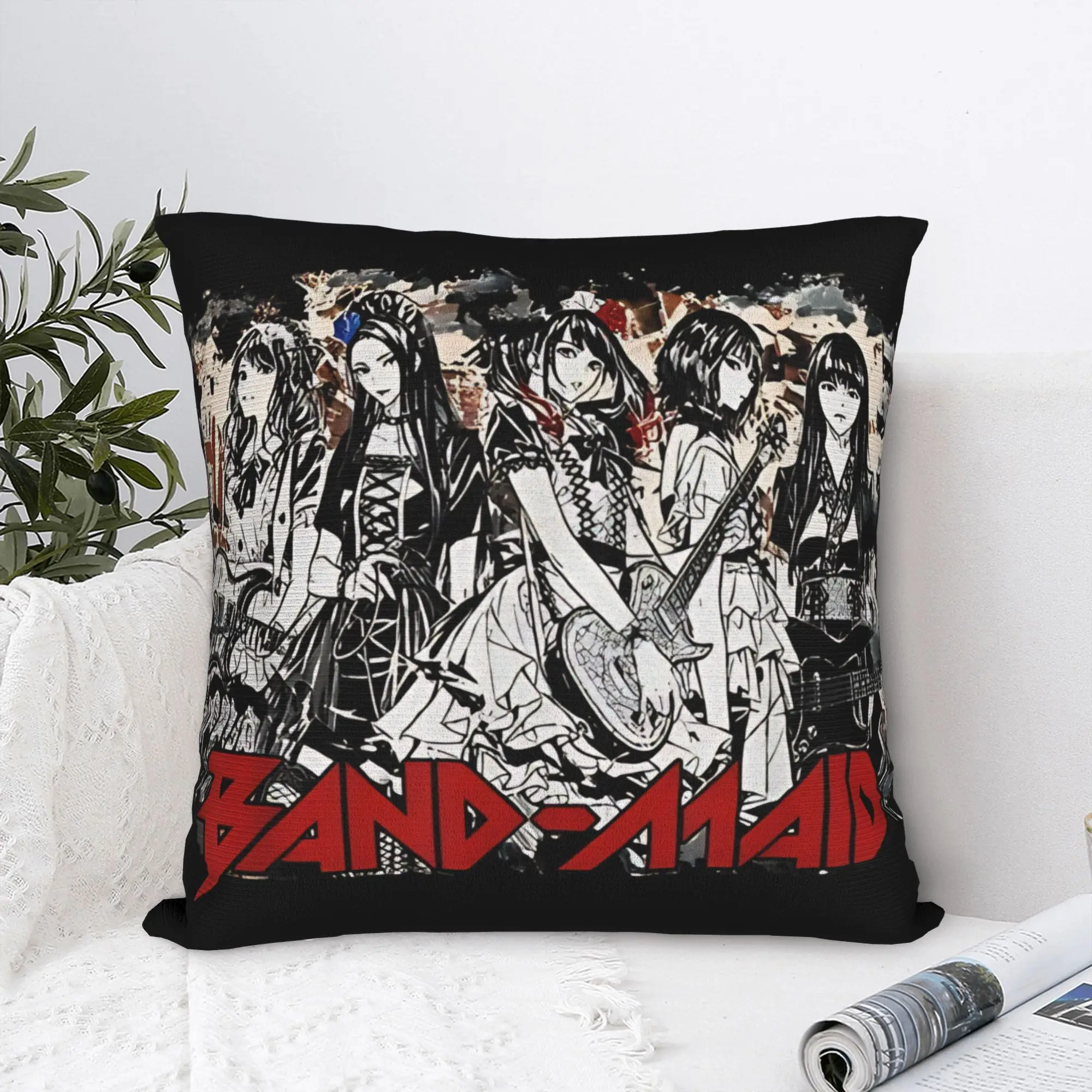 Girls Attack Band Maid Square Pillowcases Polyester Home  Cushion Cover Cool Home Decoration Pillow Cover 40*40