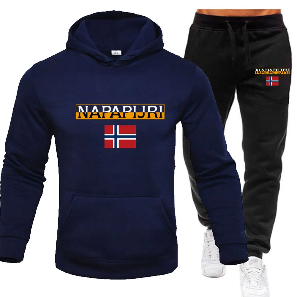 2025 Felpa con cappuccio e pantaloni universitari da uomo autunno/inverno Pantaloni da corsa sportivi e per il tempo libero Fashion Street Nuovo set