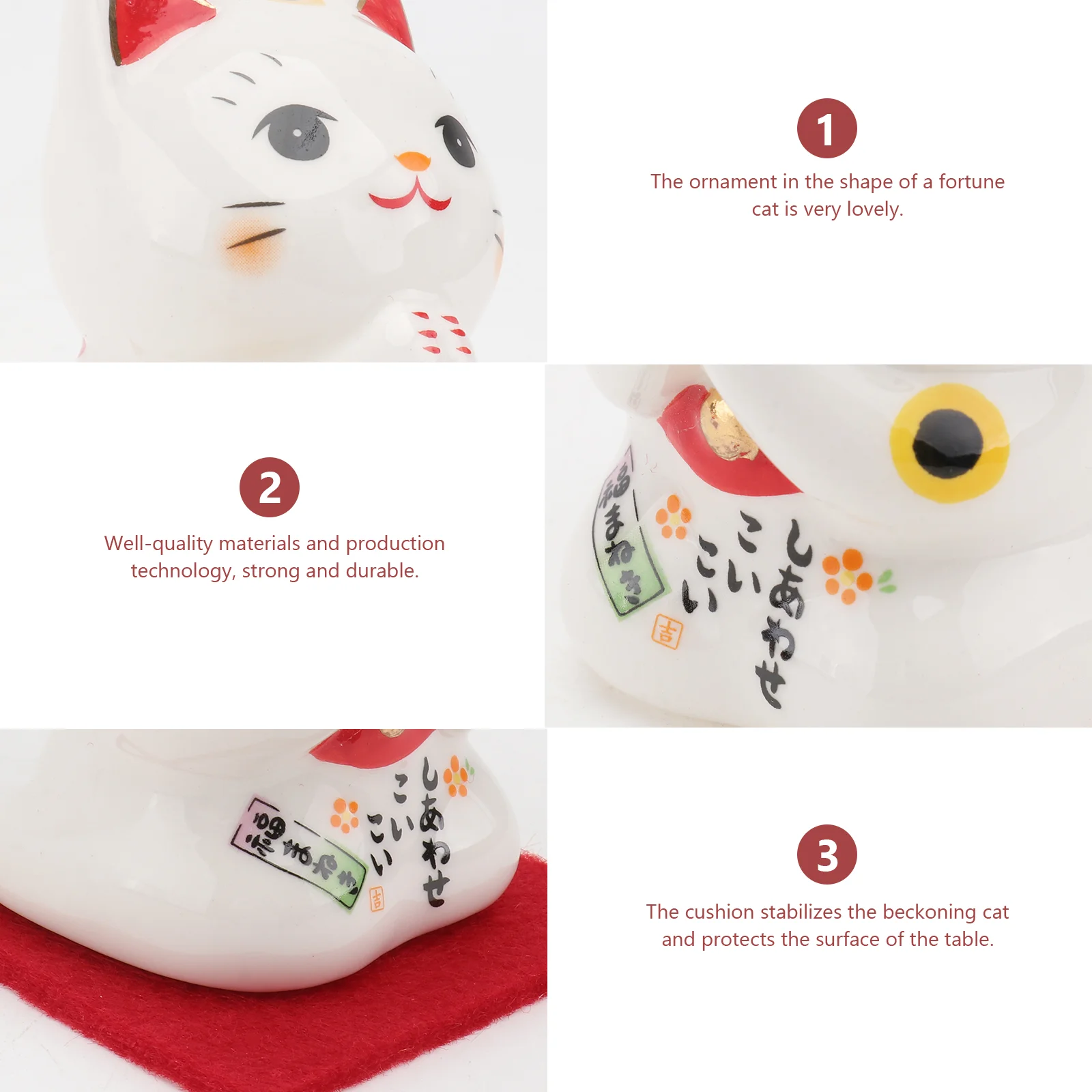 Cat Lucky Fortune Japanese Statue Neko Maneki Figurine Good Ceramic Luck Ornament Figurines Decor Car Shui Feng Waving Animal