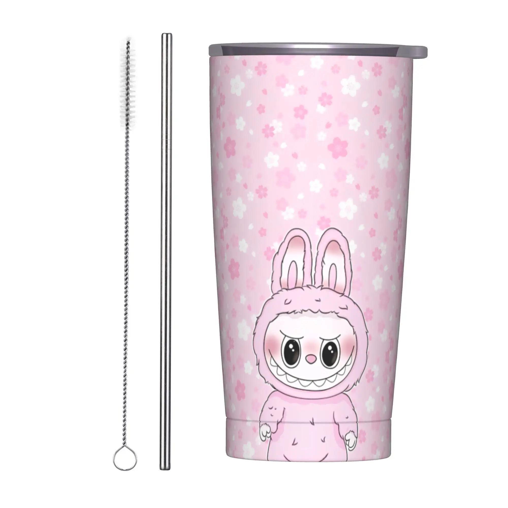 

LABUBU Insulated Tumbler with Straws Cute Monsters Stainless Steel Thermal Mug Double Wall Thermos Bottle Cups, 20oz