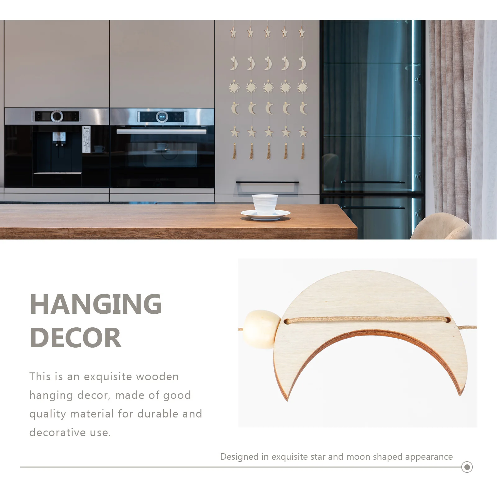 

1Pcs Bohemian Wooden Hanging Decor Star Moon Shape Wall Pendant Indoor Home Room Decoration Wall Pendant Wooden Hanging Decor