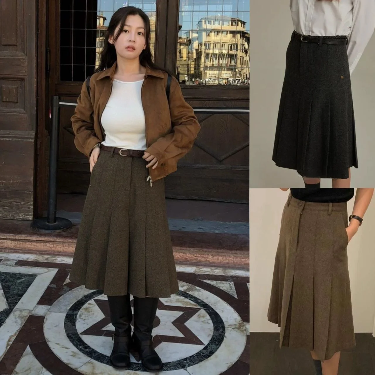 

Шерстяная юбка Howus для осени и зимы, женская теплая длинная юбка с высокой талией, А-силуэт, корейский стиль, повседневная одежда