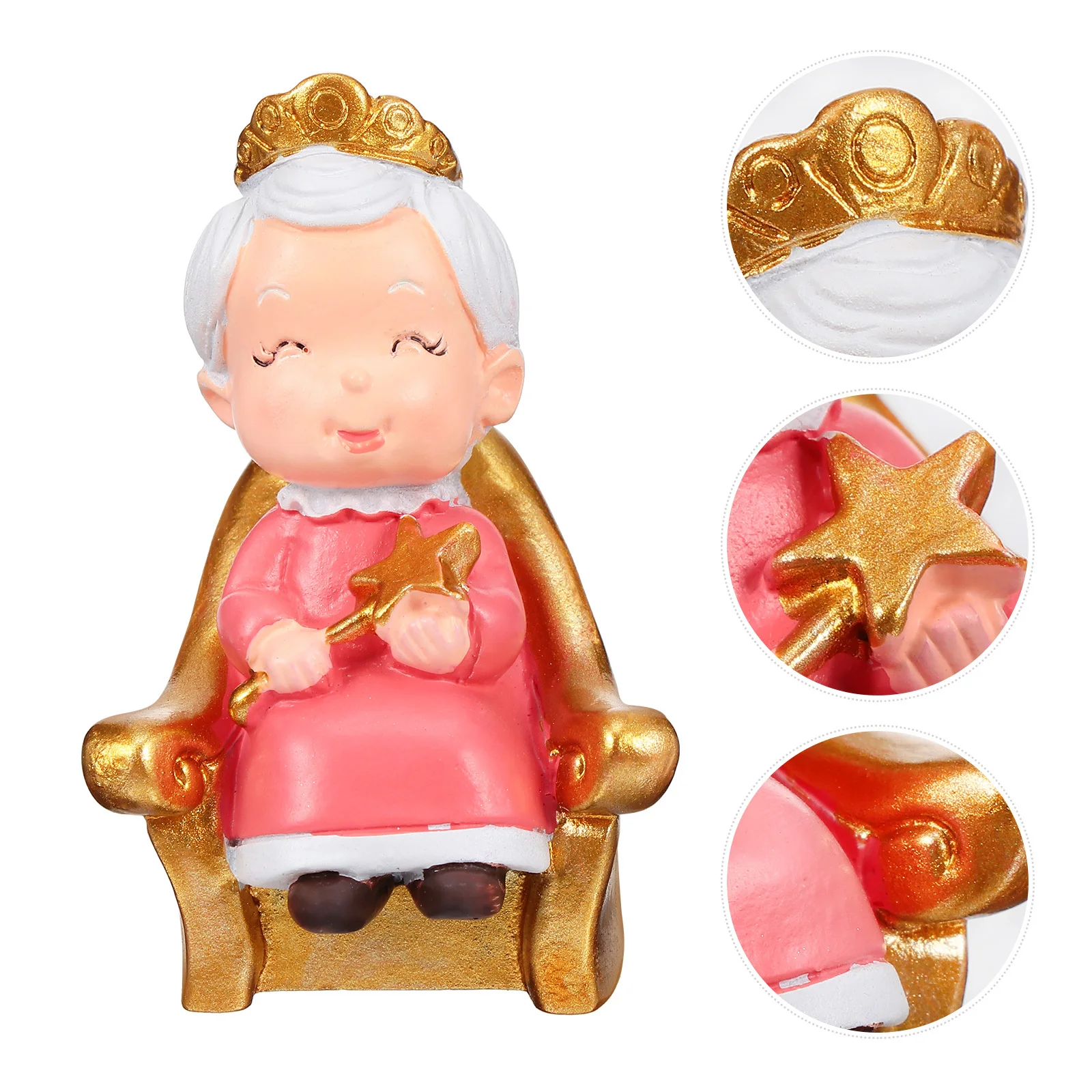 

1Pcs Grandparents Cake Topper Resin Golden Anniversary Decoration Hand-Painted Creative Chair Design Wedding Birthday Cake