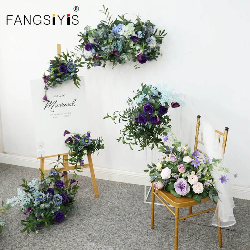 

Homemade Wedding Decoration purple Series Flower Ball Simulation Flower Row Home Decor Curtain Flower Wedding Sign In The Road