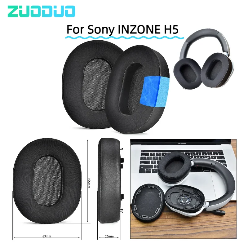 

ZUODUO Cooling Gel Football mesh Ear Pads For Sony INZONE H5 Headphones Cover Memory Foam Ear Cushions