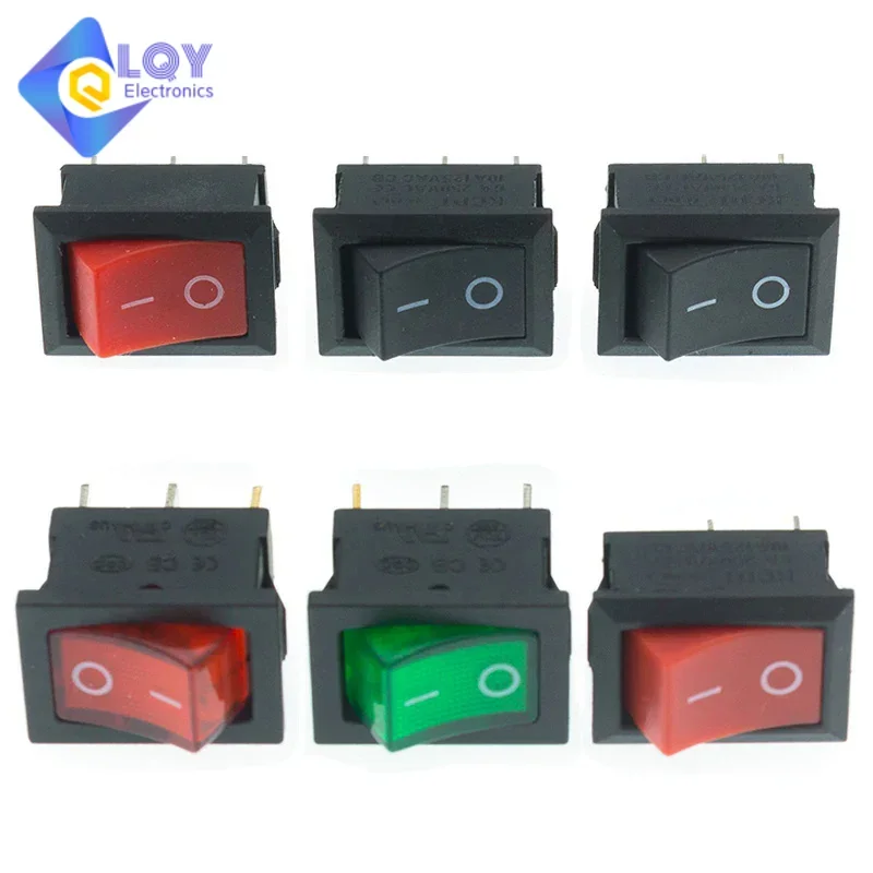 LQY KCD1-101 Boat Car Rocker Switch 6A/10A ON-OFF 250VAC 6A/125VAC 10A With Led Light 220V