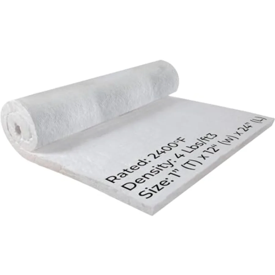 

Изоляционное одеяло из толстого керамического волокна 24 x 12 x 1, для высокотемпературных применений, 4 режима работы до 2400F, огнестойкая изоляция