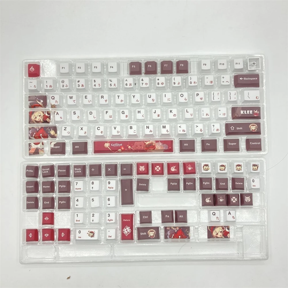 Imagem -06 - Chaves Genshin Impacto Keycaps Klee Pbt Cherry Profile Jogos Tampa Chave para mx Interruptor Teclado Mecânico Anime Mouse Pad 128