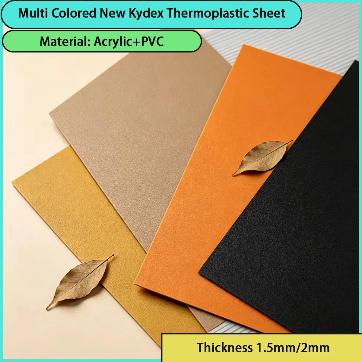 1.5mm/2mm thick multi-color new Kydex thermoplastic board suitable for knife sheath production, tooling fixtures, etc