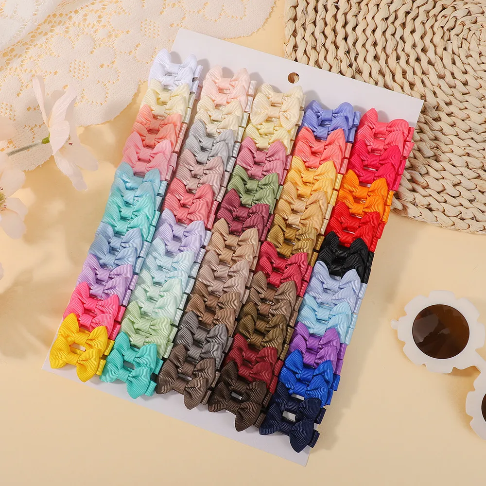 40/60 Stück Haarspangen mit Schleifenband, bunte dekorative Haarspangen für Kleinkinder, Mädchen, zufällige Farbe – Detail 4