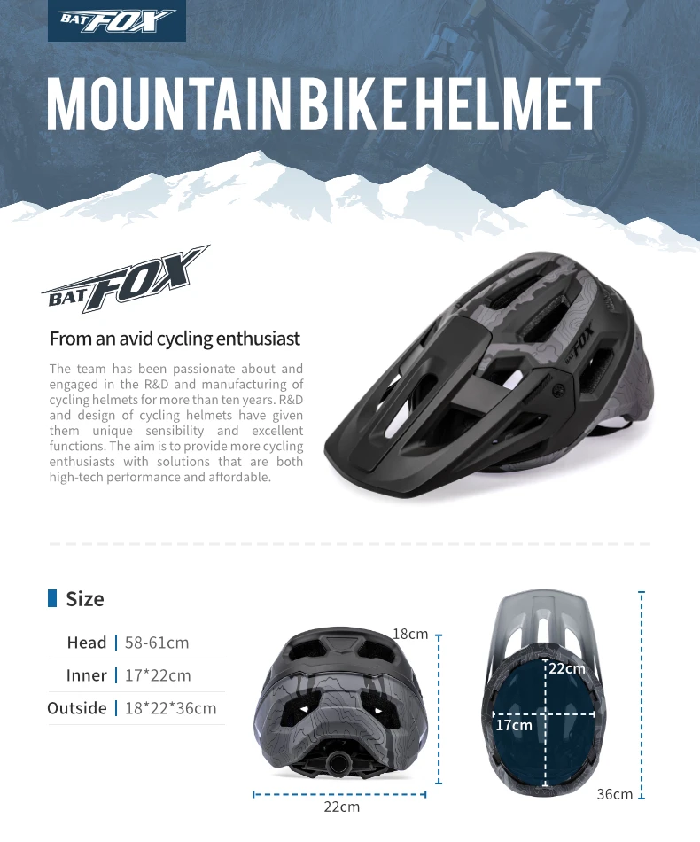 BATFOX-casco de seguridad para bicicleta de montaña, moldeado integralmente, DH