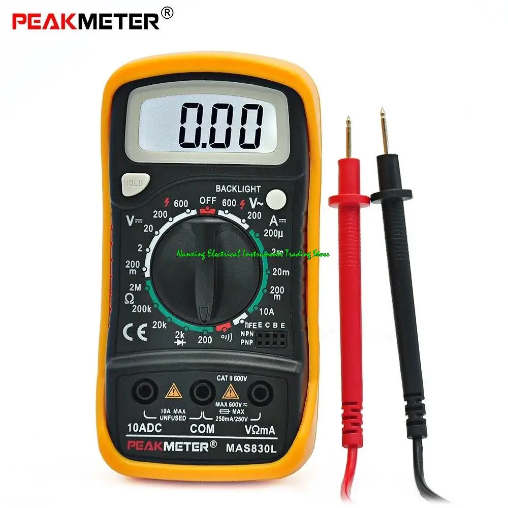 

PM830L/MAS830L Handheld Digital Multimeter AC/DC 600V,2000 Counts,Data hold function low power indication,auto power off