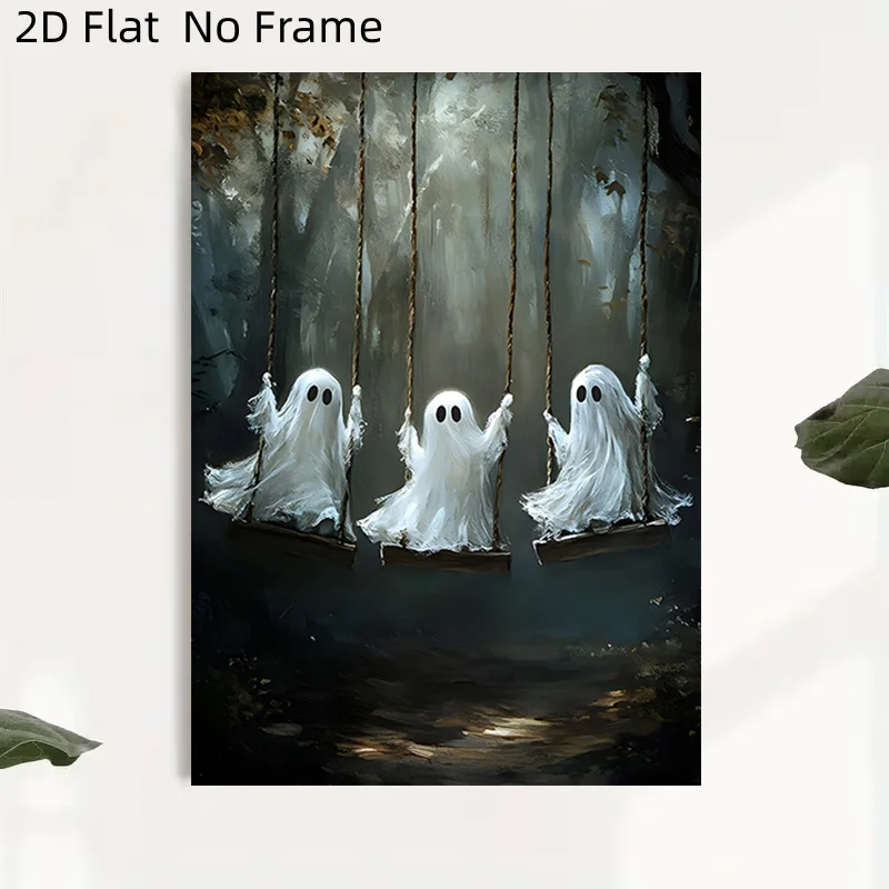 2D Flat, 2D Flat, 2D Flat No Frame Posters San-Ki Swing Wall Decor - Dark Pastoral Gothic Style Oil Painting, Suitable for Be