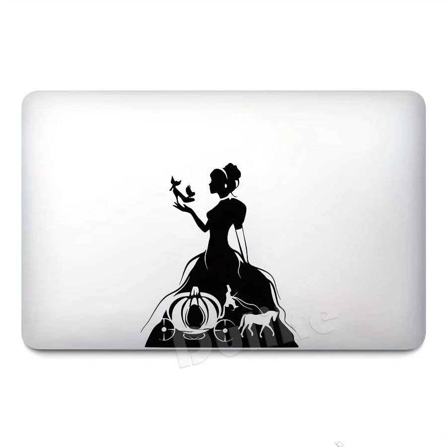 Princess Cinderella Silhouette Vinyl Sticker For Girls Car Window Truck Bumper, Cinderella Castle Decals For Laptop Decor