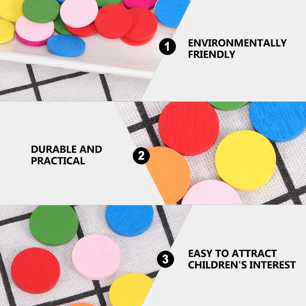 200Pcs Colorful Wooden Disc Math Teaching Aids Learning Tools Safe Environmental Friendly Classroom Use Math