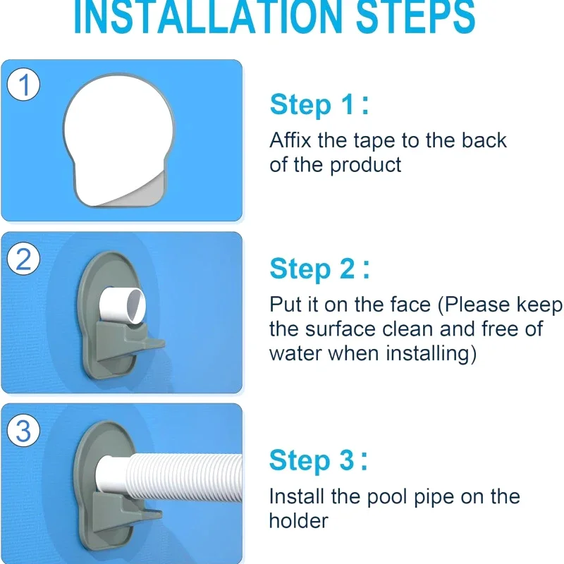 Soportes de soporte para manguera de piscina Intex, Clips de tubería para piscina sobre el suelo con cinta adhesiva, ajuste Universal para la mayoría de las mangueras de piscina, 1/2 Uds.