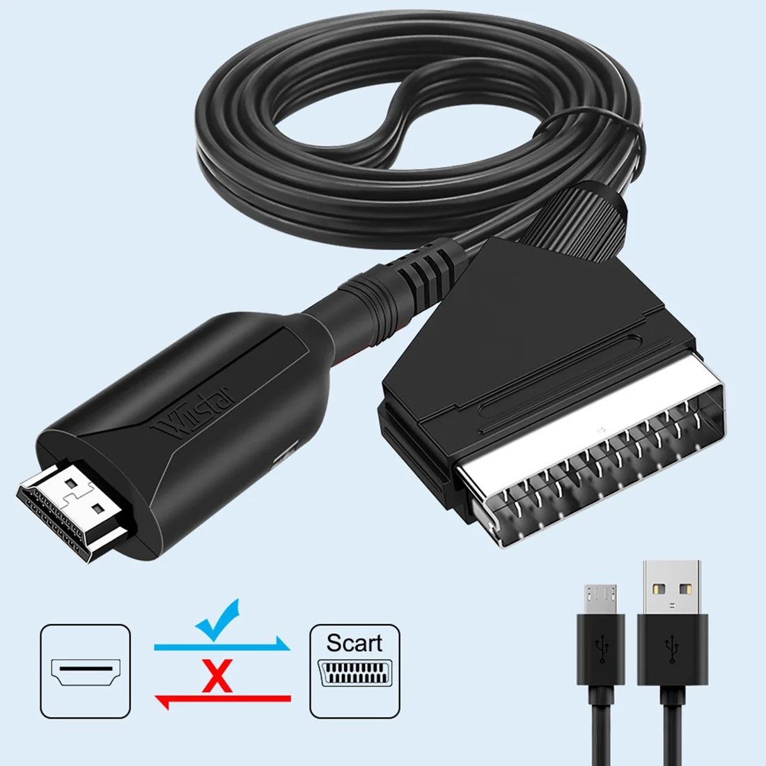 WIISTAR-HDMI متوافق مع محول SCART ، محول صوت فيديو لتلفزيون PAL/NTSC HD ، صندوق دي في دي ، إشارة راقية ، ملحقات المحول