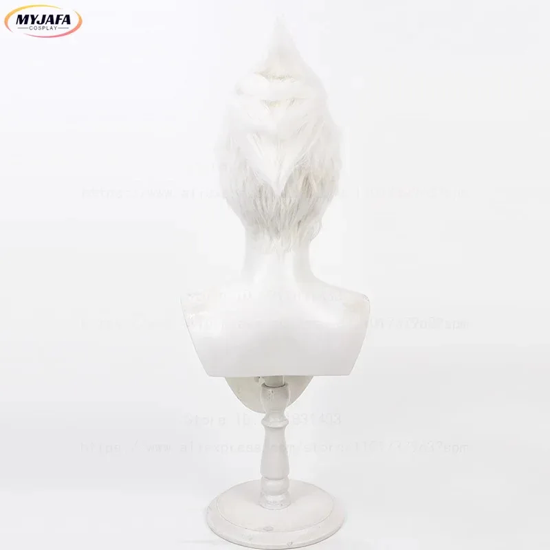 Lol arcane ekko peruca cosplay o menino que quebrou tempo curto branco vara até resistente ao calor perucas de cabelo sintético anime + touca peruca