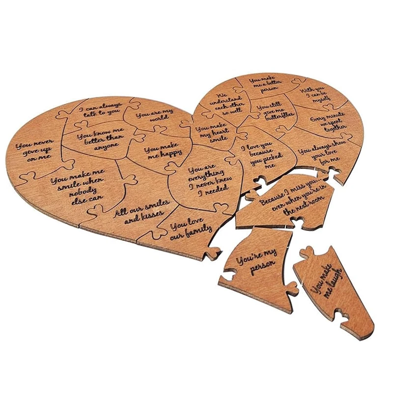 Reasons Why I Love You Wooden Heart Puzzle Romantic Love Jigsaw Puzzle Wedding Valentine's Puzzles Block Puzzle DIY Gifts