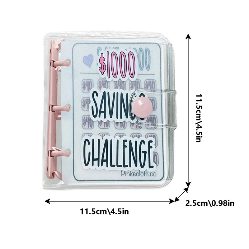 Money Saving Binder com Envelopes, Poupança Livro, Desafio, 1000 Poupança