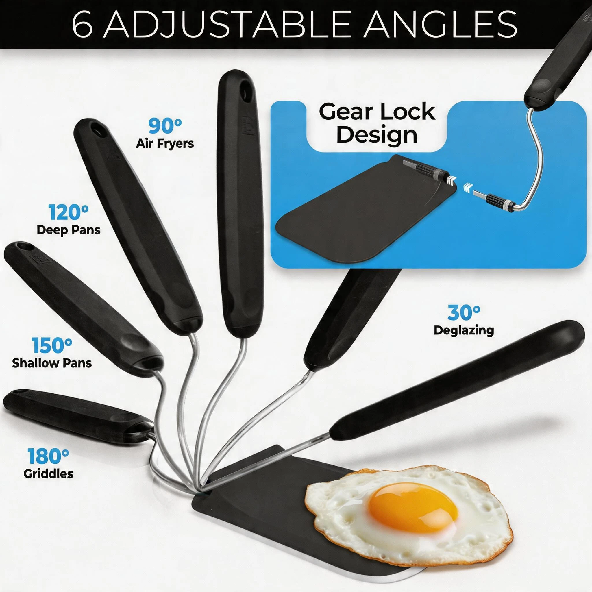

Adjustable Spatula with Angles Spatula Silicone Metal Spatula for Cooking Fried Eggs Flip Over Reusable Non Stick Cookware