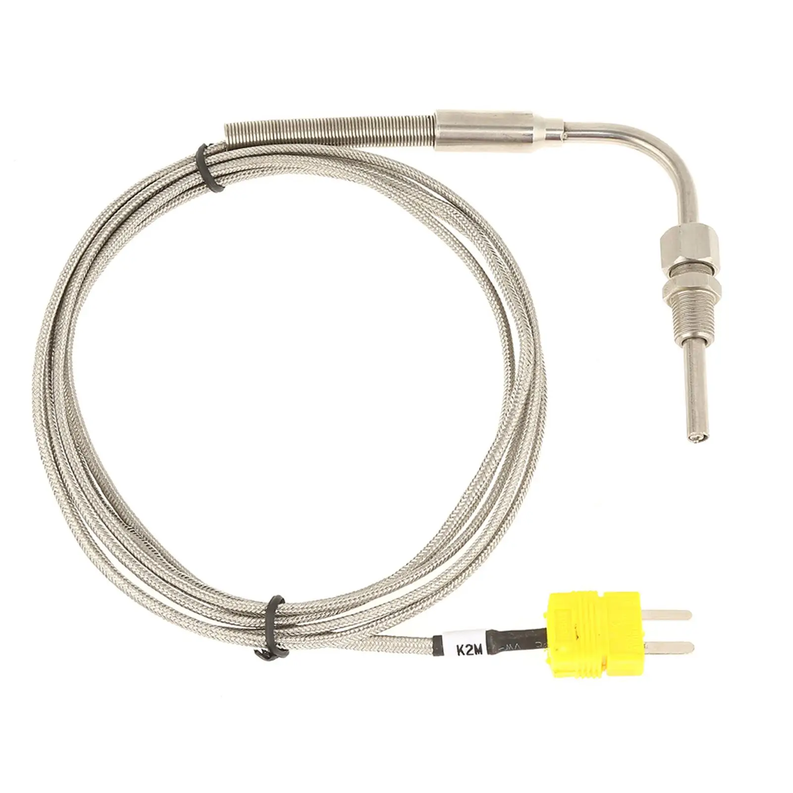 1/8 NPT K-Type EGT Thermocouple Probe for exhaust Gas Temperature - 2m Length with Exposed Tip & Connector