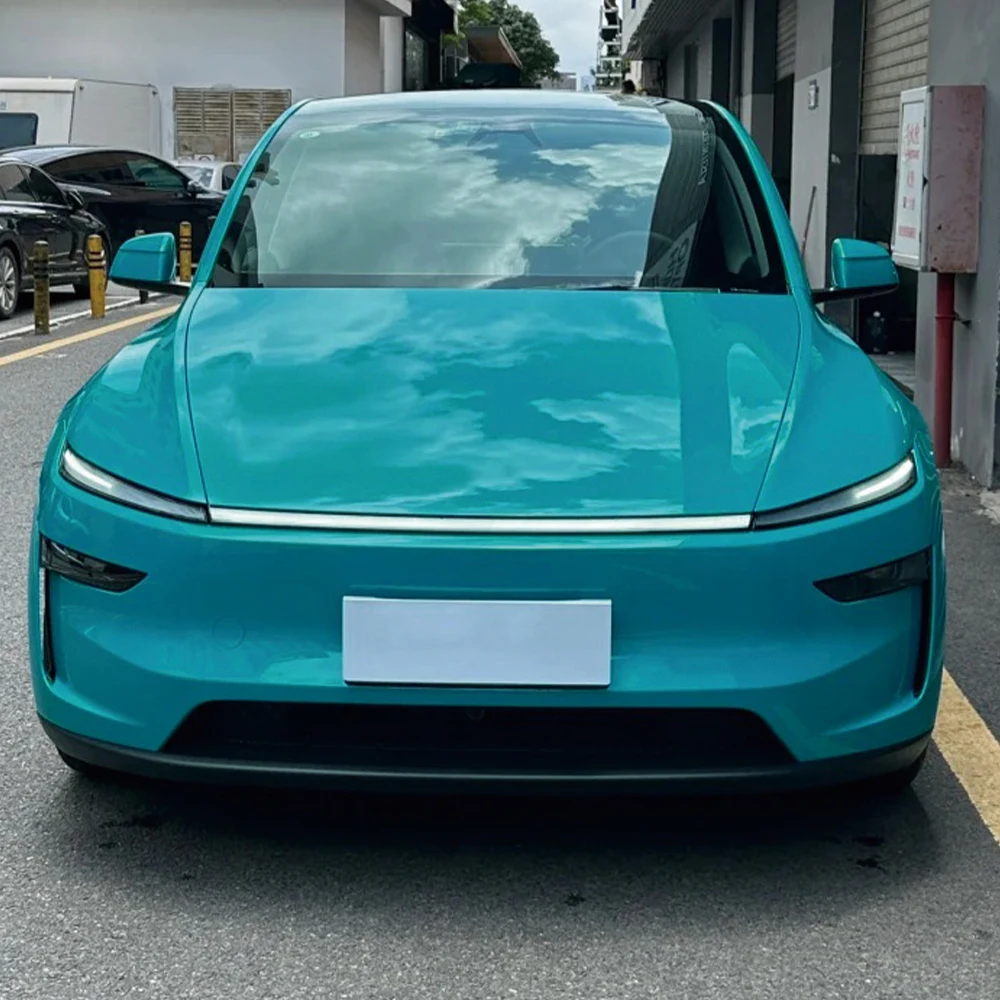 Voiture haute brillance Miami bleu Wrap Premium Film vinyle brillant feuille de couverture rouleau autocollant emballage bulle gratuit bricolage auto-adhésif Kits