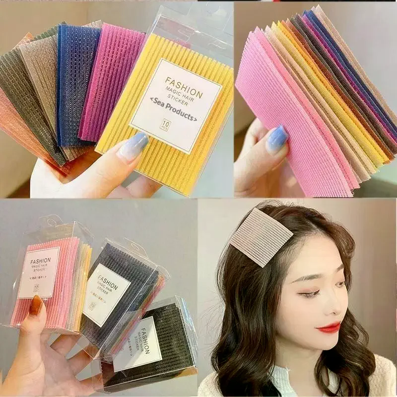 10PCS Hair Sticky Pad Bangs Magic Paste: Fringe Tape Clip Puffy Traceless Makeup Patch Styling Tool