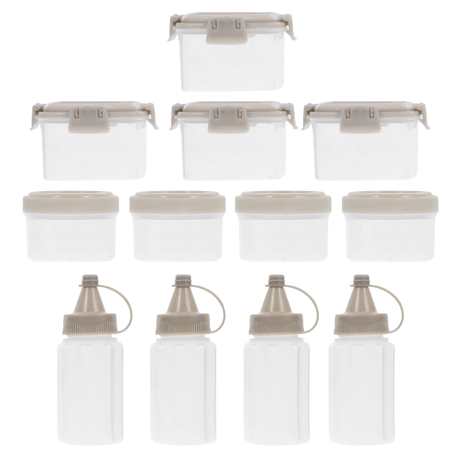 

12pcs Seasoning Box Set Sauce Squeeze Bottle Mini Containers Plastic Cups Liquid Condiment Storage Jar Soy Boxes Gray Color