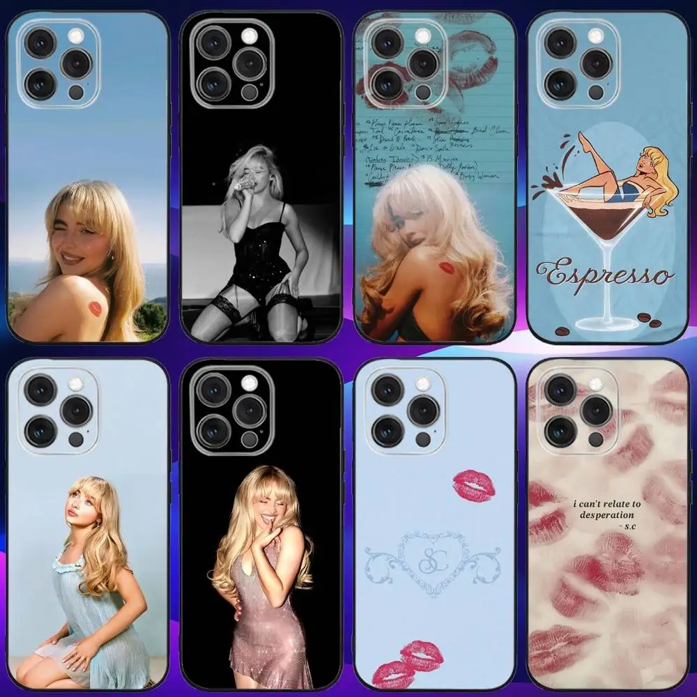 

Singer S-Sabrina Carpenter Phone Case For iPhone 16e,16,15,14,13,12,11,Pro,X,XS,Max,XR,Plus,Mini Soft Black Cover