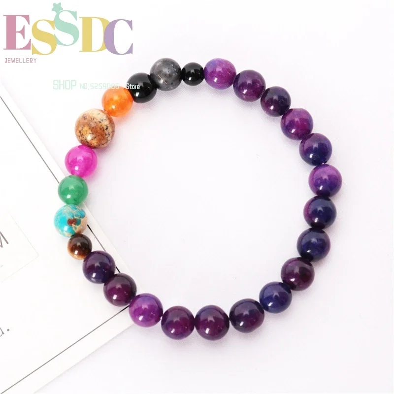 

Cosmic Galaxy Eight Planets Guardian Star Natural Stone Bead Seven Chakras Yoga Energy Bracelet