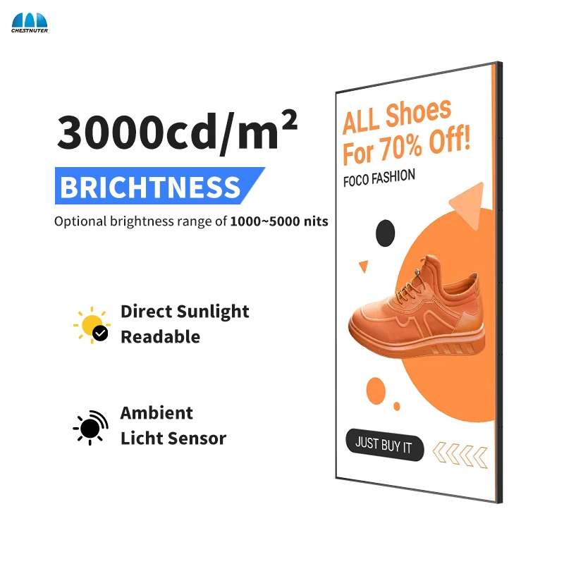 32 Inch Indoor/Outdoor Shop Window Facing LCD Monitor Commercial Elevator Advertising Display Screen Windows Digital Signage