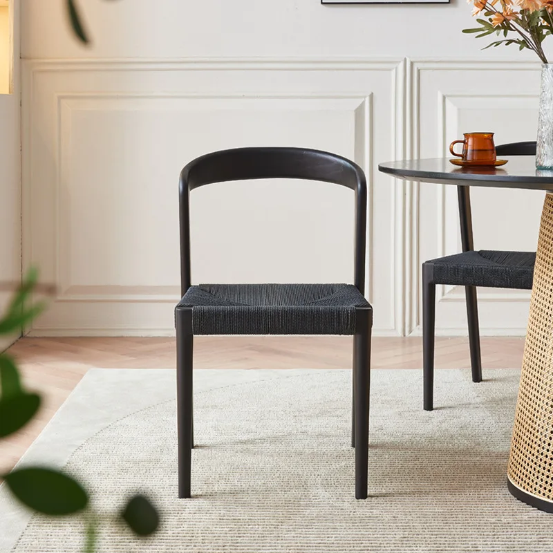 Nordic Modern Minimalist Round Rattan Solid Wood Dining Table and Chair Set for Home, Restaurant & Hotel