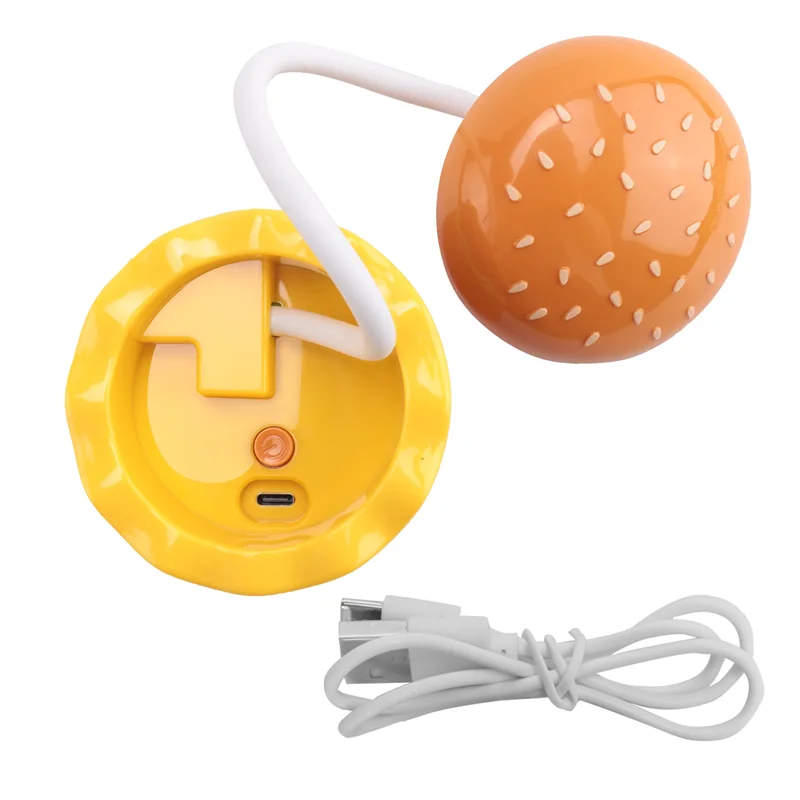 AK25-مصباح مكتبي لطيف للأطفال، مصباح مكتبي صغير همبرغر قابل لإعادة الشحن مع مفتاح لمس للرقبة قابل للتعديل مع مبراة قلم رصاص #4