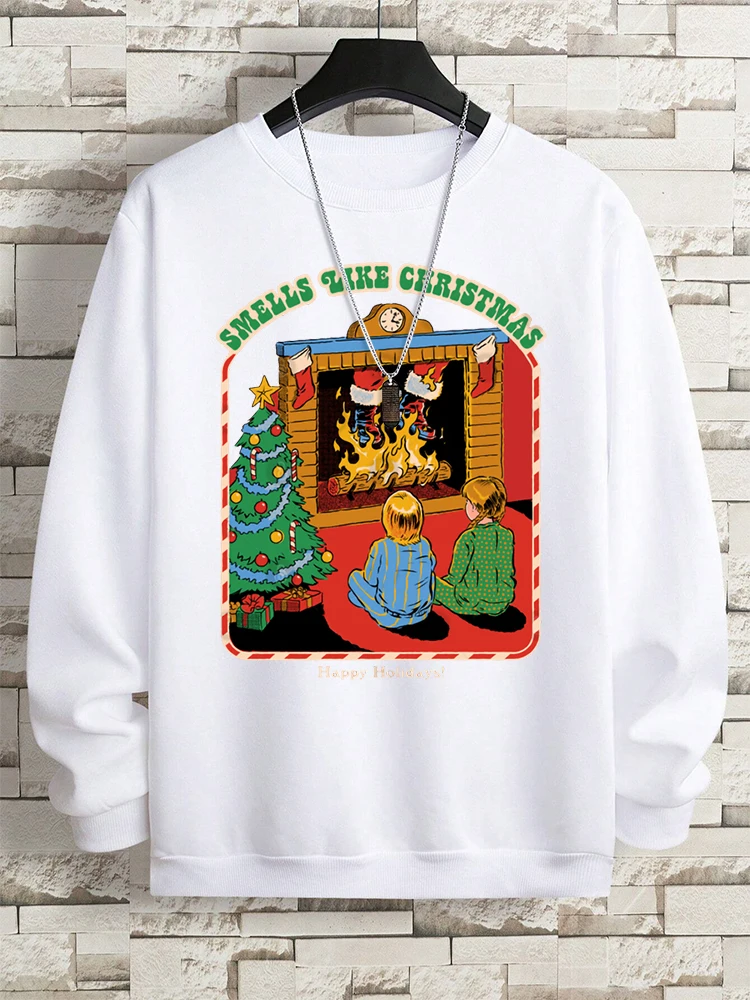 Smells Like Christmas Funny Comics Men Hip Hop Oversized Sweatshirts Oversized Fleece Menswear Autumn Loose Hoody Fashion Hoody