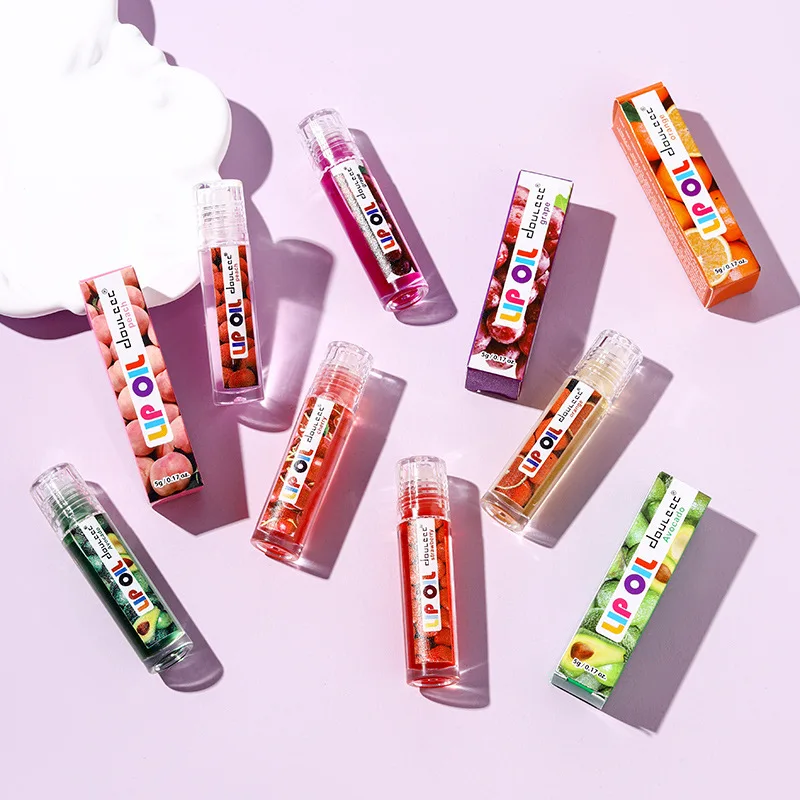 MLSMILE 6 Kolorowy Błyszczyk do Ust z Kulkami: Owocowy Zapach, Nawilża i Powiększa Usta, Szklana Tubka, Nawilżający Balsam do Ust, Nowość 2025