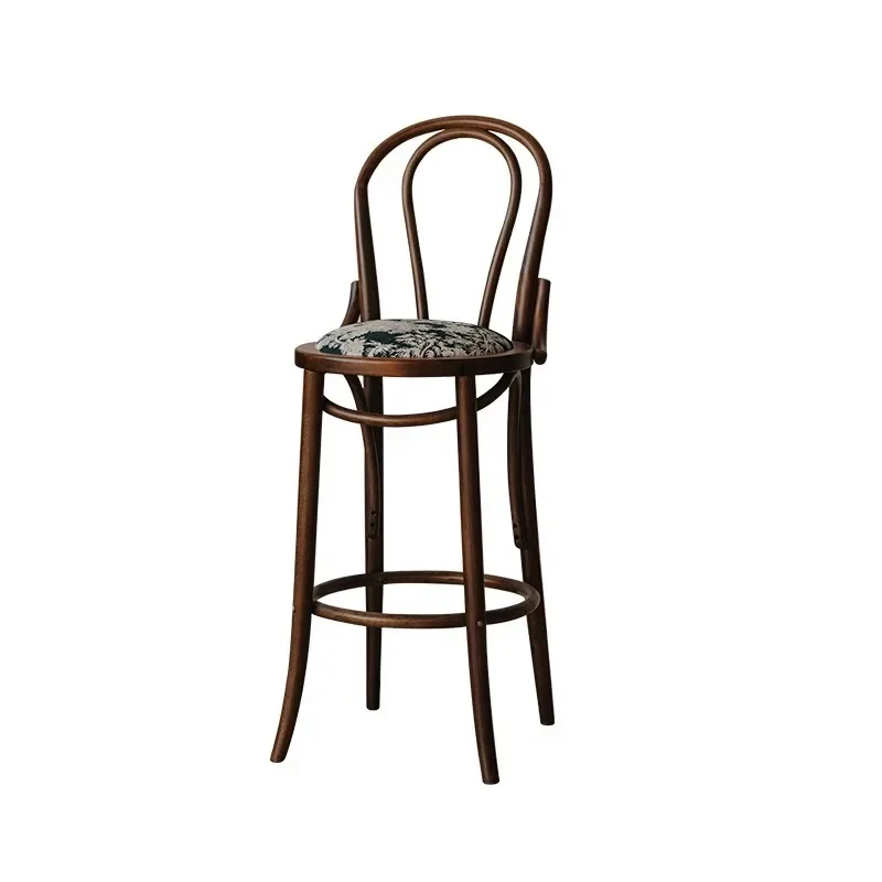 

No. 18 Bar Chair Solid Wood High Stool Middle Antique Island Table Backrest Chair