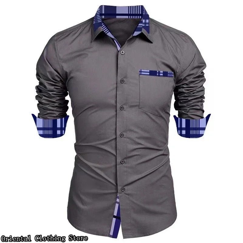 

Men's Casual Shirt Business Travel Long-sleeved Men's Design Simple and Fashionable Solid Color Shirt Large Size XS-6XL