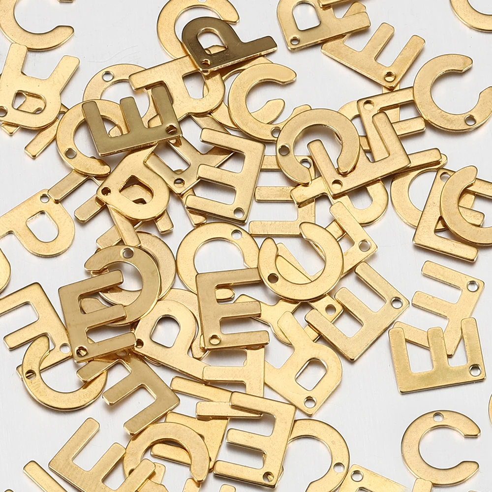 Breloques mixtes en acier inoxydable, 50 pièces, lettres initiales A-Z, perles de l'alphabet unique, pendentifs pour Bracelet, collier, fabrication de bijoux, bricolage