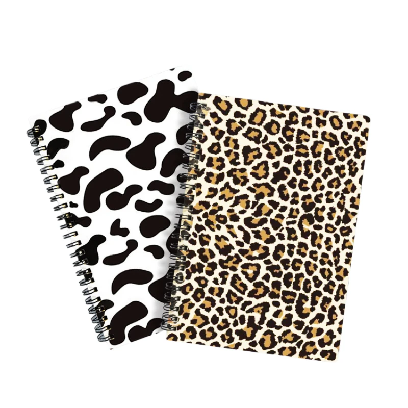 bobina espiral notebooks leopardo padrao vaca preto branco caderno para estudantes material de escritorio a5 01