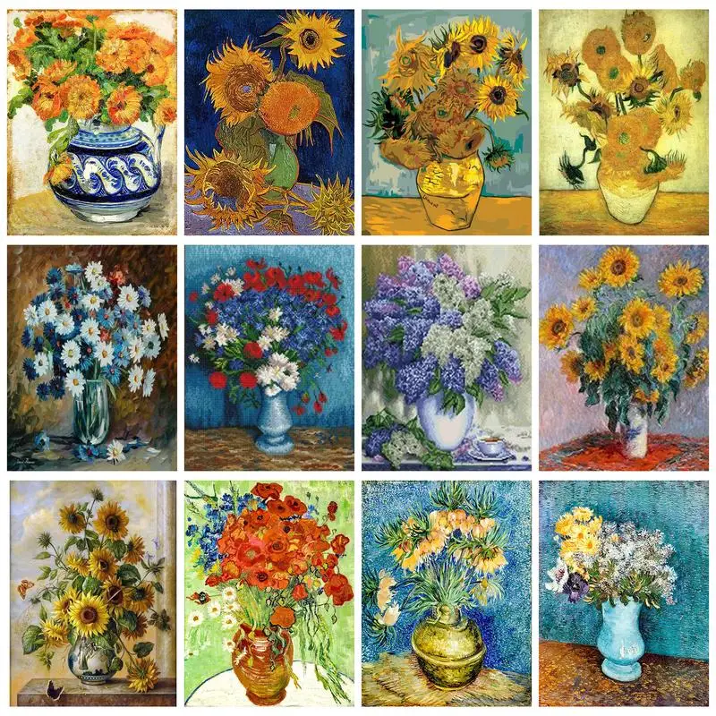 CHENISTORY Classical Diamond Painting Flowers Full Diamond Gift For Adults Famous Paintings Embroidery Cross Stitch Mosaic Art