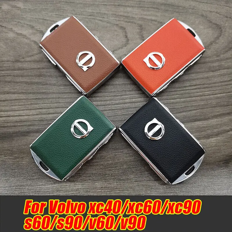 

Leather Alloy Car Key Fob Case Cover Remote Keychain For Volvo XC90 XC60 S90 V90