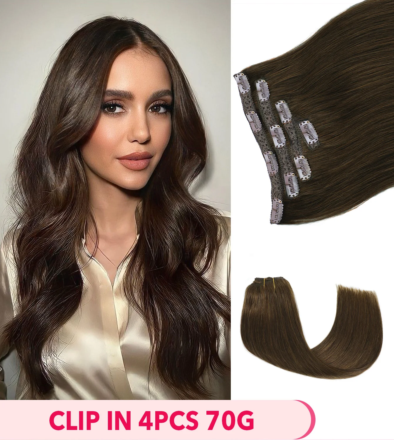 4 قطعة/المجموعة الشعر البشري 20 بوصة كليب في وصلات الشعر كامل رئيس الطبيعية تمديد شقراء مشبك شعر الإنسان Ins ريمي الشعر