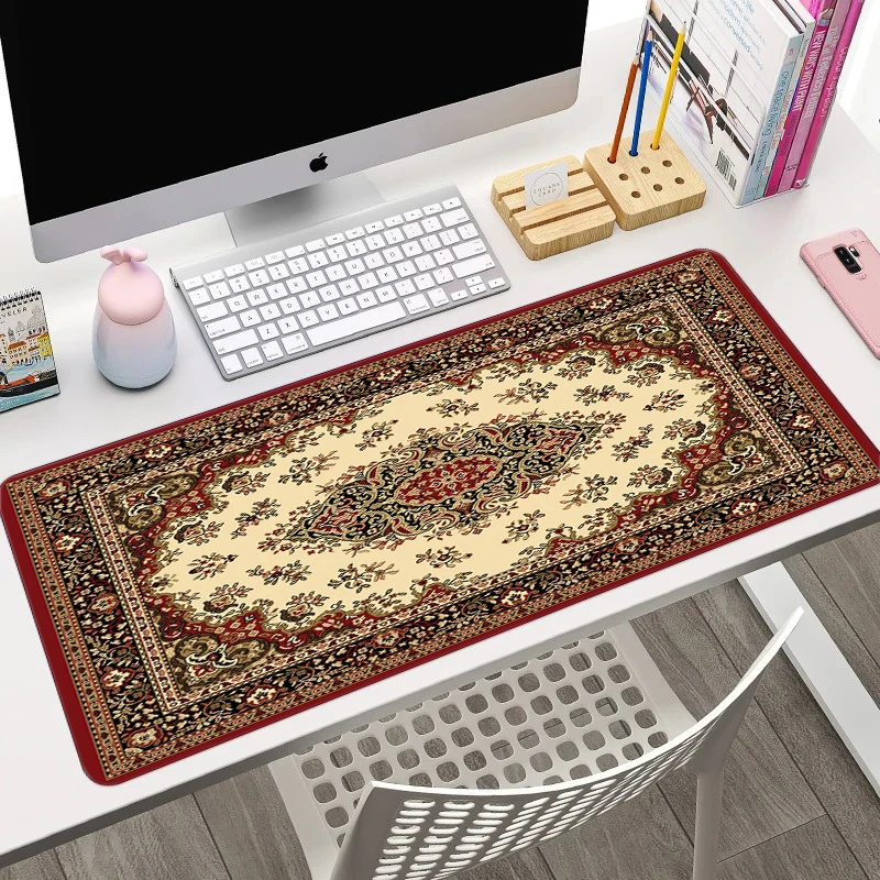 Large Mouse Pad Beautiful Oriental Persian Pattern Desk Mat Control Pads Vintage Table Carpet Non-slip Rubber Desktop Home Decor