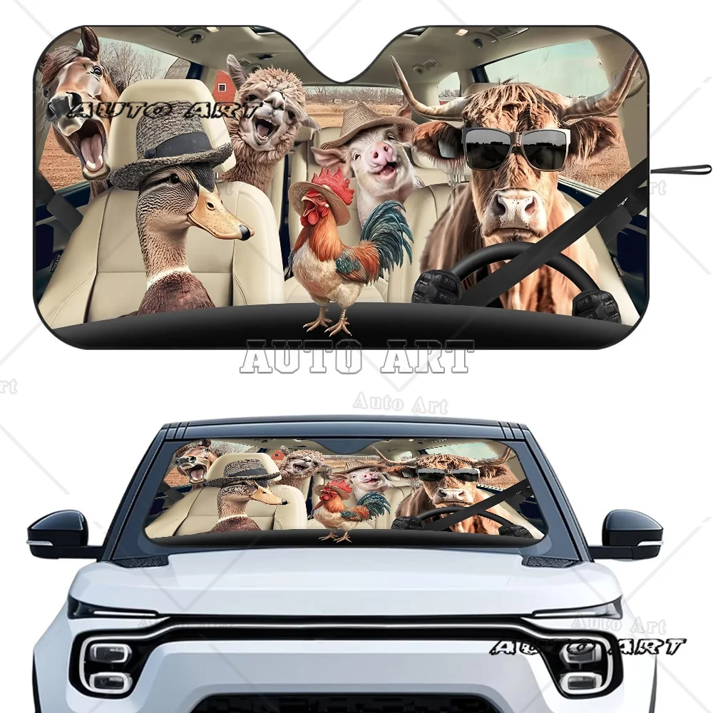 

Забавный солнцезащитный козырек для вождения автомобиля на ферме, теплоизоляционная алюминиевая пленка, солнцезащитные козырьки на лобовое стекло, блоки УФ-лучей, автомобильный солнцезащитный козырек