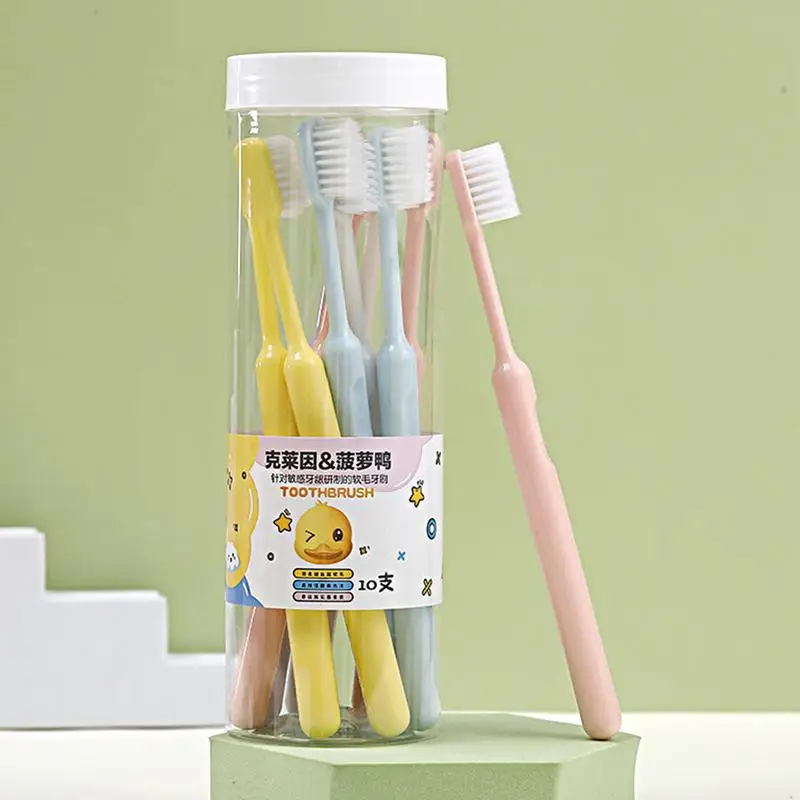 Soft Family Toothbrush Travel Toothbrush 10Pieces Soft Cleaning Toothbrush Round Handle Bathroom Accessories Multicolor Compact