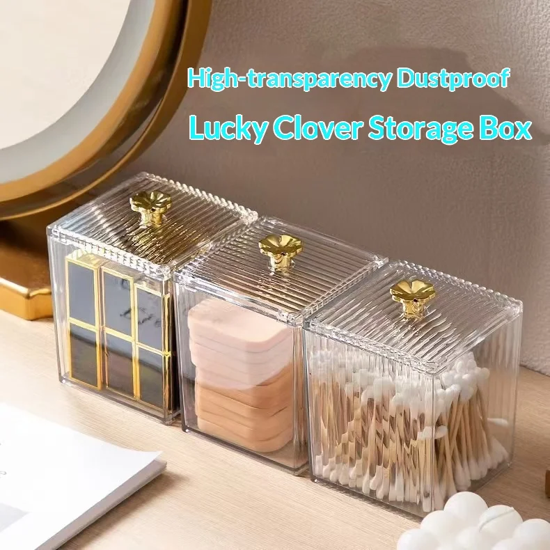 

1pcs Makeup Storage Organizer Bathroom Jar Cotton Swab Storage Square Container Cosmetic Cotton Puff Storage Box
