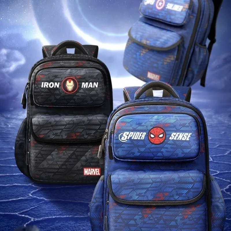

New Marvel Spider Man Iron Man Cartoon Fashion Reduced Burden Back Protection Backpack Portable Waterproof Children's Backpack